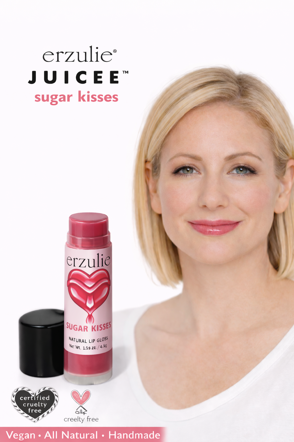 Organic Lip Gloss Juicee Tube in Sugar Kisses and Caramel Latte Sheer tint with shimmer