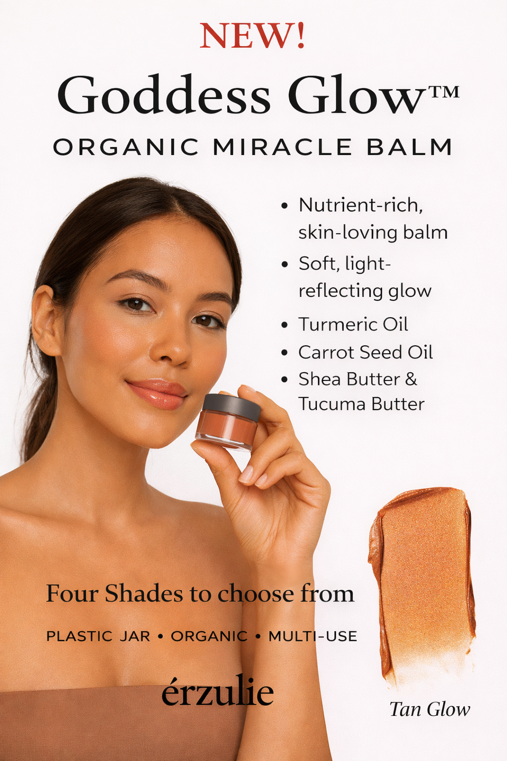Organic Miracle Balm | Tinted Face Balm | Goddess Glow Multi-tasking Balm| Non- Comedogenic | All Over Glow Balm| Sheer Buildable Balm