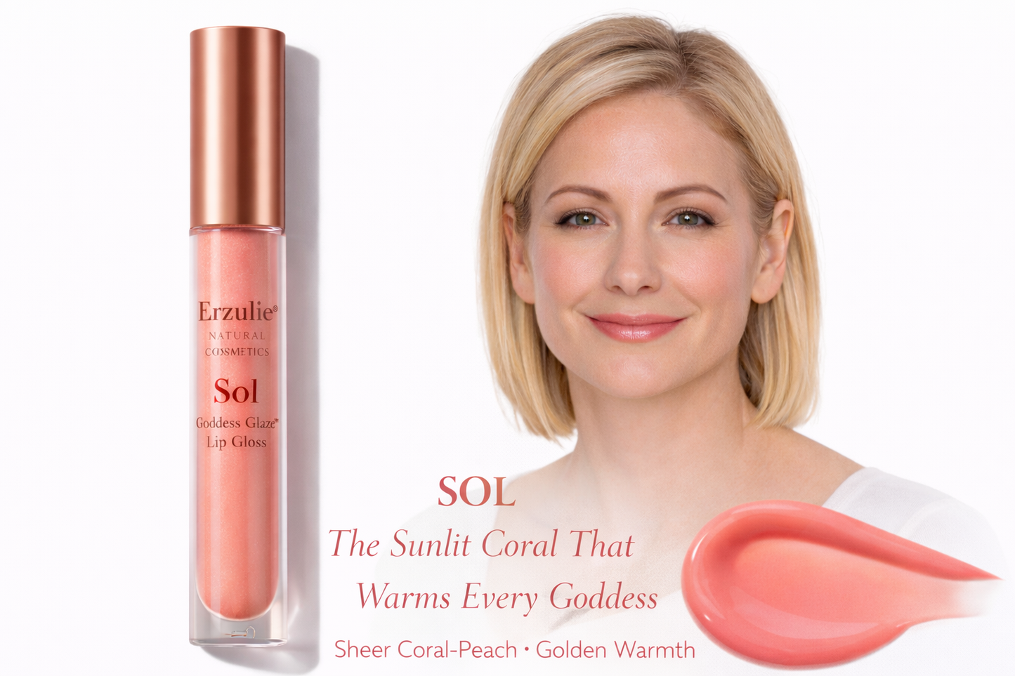 Organic Lip Gloss | SOL | Sunlit Coral | Cruelty Free Lip Gloss