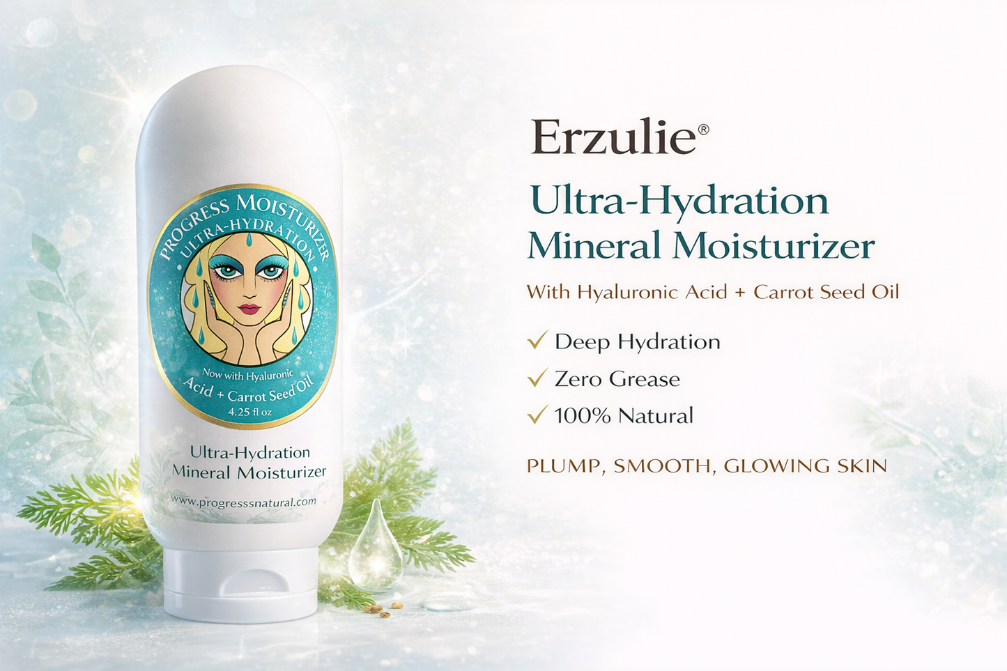 Organic Moisturizer Extra Gentle Ultra- Hydration Moisturizer | hyaluronic acid | Carrot Seed Oil Lactic Acid Free Orange Lavender Vanilla