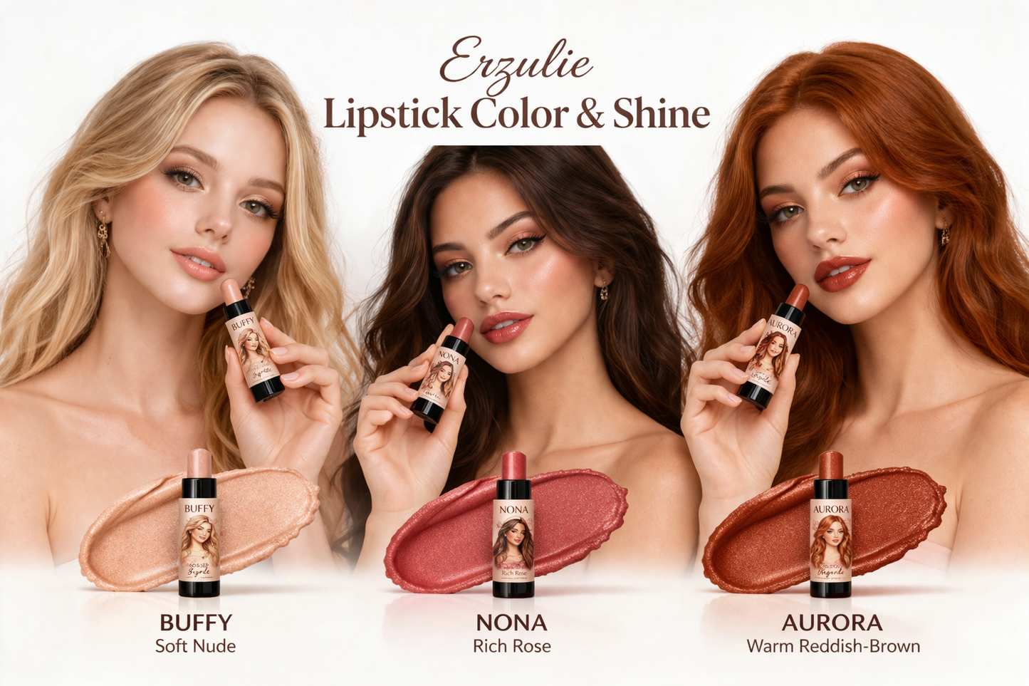 BUFFY Organic Mineral Lipstick Rx Color & Shine | Soft Nude Color Can be used as a Highlighter or Eyeshadow