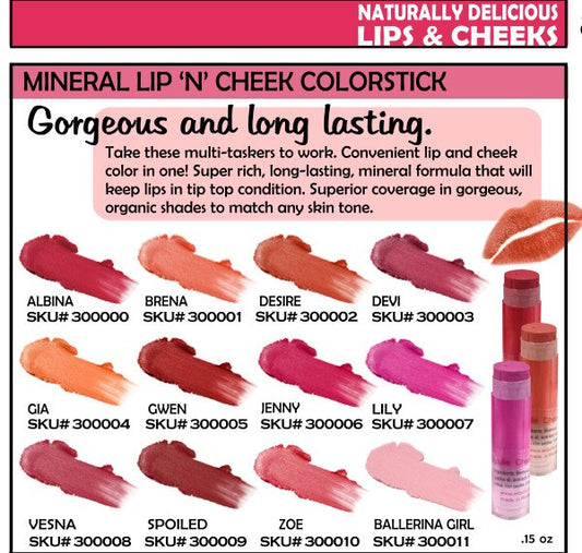 Organic Lipstick | Cream Blush and Lipstick Colorstick  | your choice of two |  Acne Safe Mineral Makeup Non Toxic Cruelty Free Organic