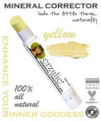 Organic Concealer Organic Makeup Mineral Corrector Stick in Yellow   Non-comedogenic  Acne Safe Makeup Cruelty Free Beauty