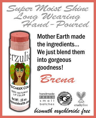 BRENA Organic Lipstick and Cream Blush Colorstick | Cruelty Free Cosmetics| Non Toxic Makeup | Organic Blush | Acne Safe Makeup
