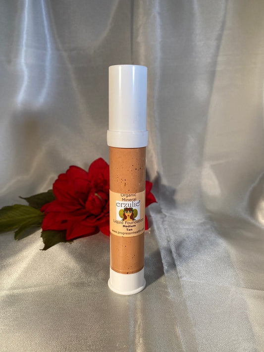 Organic Foundation and Non Shimmer Bronzer  MEDIUM TAN  Natural Acne Safe Cosmetic Liquid Mineral Foundation  Vegan Makeup