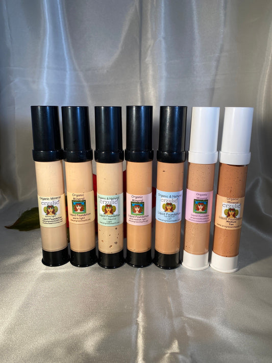 Organic Liquid Foundation • Botanical Blend • Natural Protection • Earth Mineral Cosmetics • Vegan + Organic + Cruelty Free + GMO Free + GF