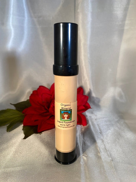Organic Liquid Foundation In WARM LIGHT Natural Acne Safe Makeup  | Cruelty Free Makeup| Vegan and Non-Comedogenic  Foundation