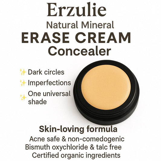 Organic Concealer | All Natural Erase Cream Concealer Pot | Cruelty Free Cosmetics| Gluten Free| Non Toxic Makeup | One Universal Shade