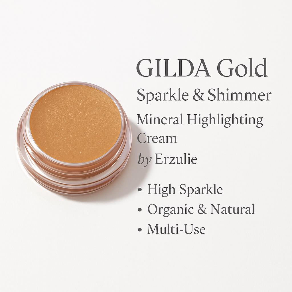 Organic Highlighting Cream and Eye Shadow with Gold shimmer in Gilda | Acne Safe Makeup| Cruelty Free | Natural Eye Shadow