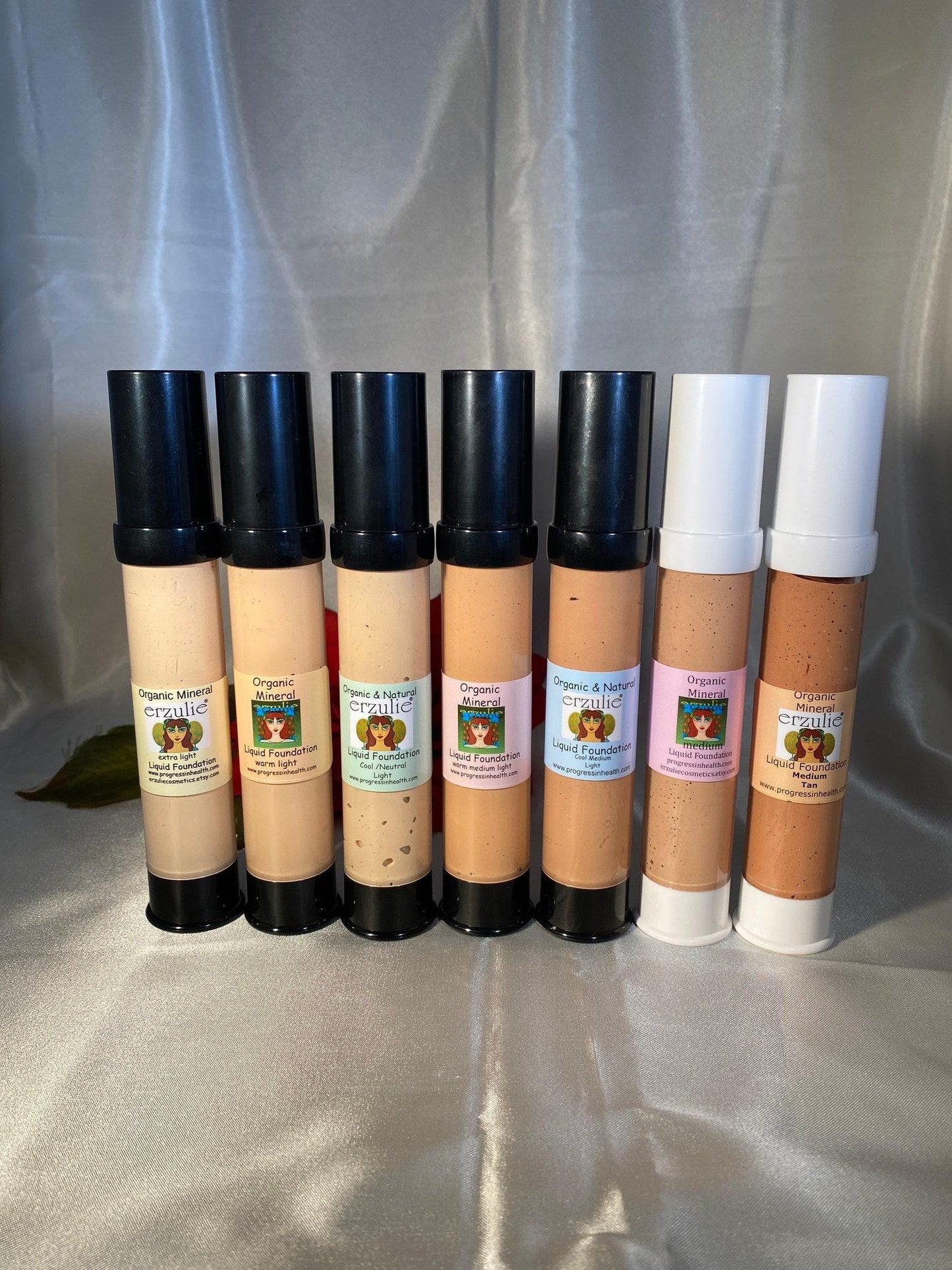 Erzulie Organic Liquid Mineral Foundation in MEDIUM with Hyaluronic Acid Acne Safe Makeup Non-Comedogenic  Vegan Mineral Makeup