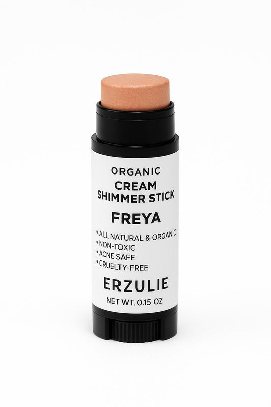 Organic Makeup Mineral Shimmer Stick in FREYA | neutral light tan | Cruelty Free | Acne Safe Makeup | Multi-tasking Makeup
