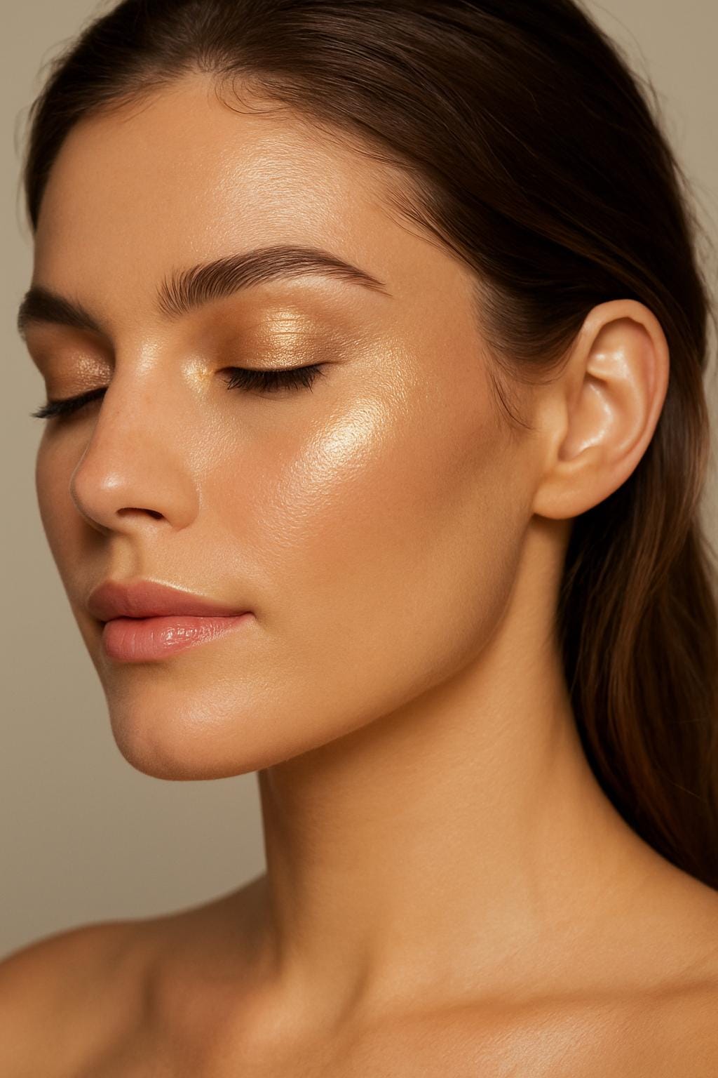 Organic Cream Eye Shadow and Mineral Highlighting with Gold Shimmer in Gilda | Cruelty Free Makeup | Non toxic Cream Eye Shadow