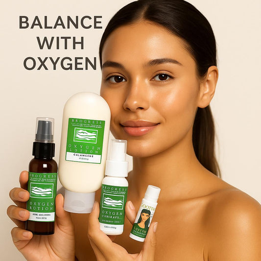 Organic Oxygen Skin Care System  Four Piece Skincare Kit  Normal/ Dry/Mature  Skin Types | Vegan|  large Unscented  Cleanser