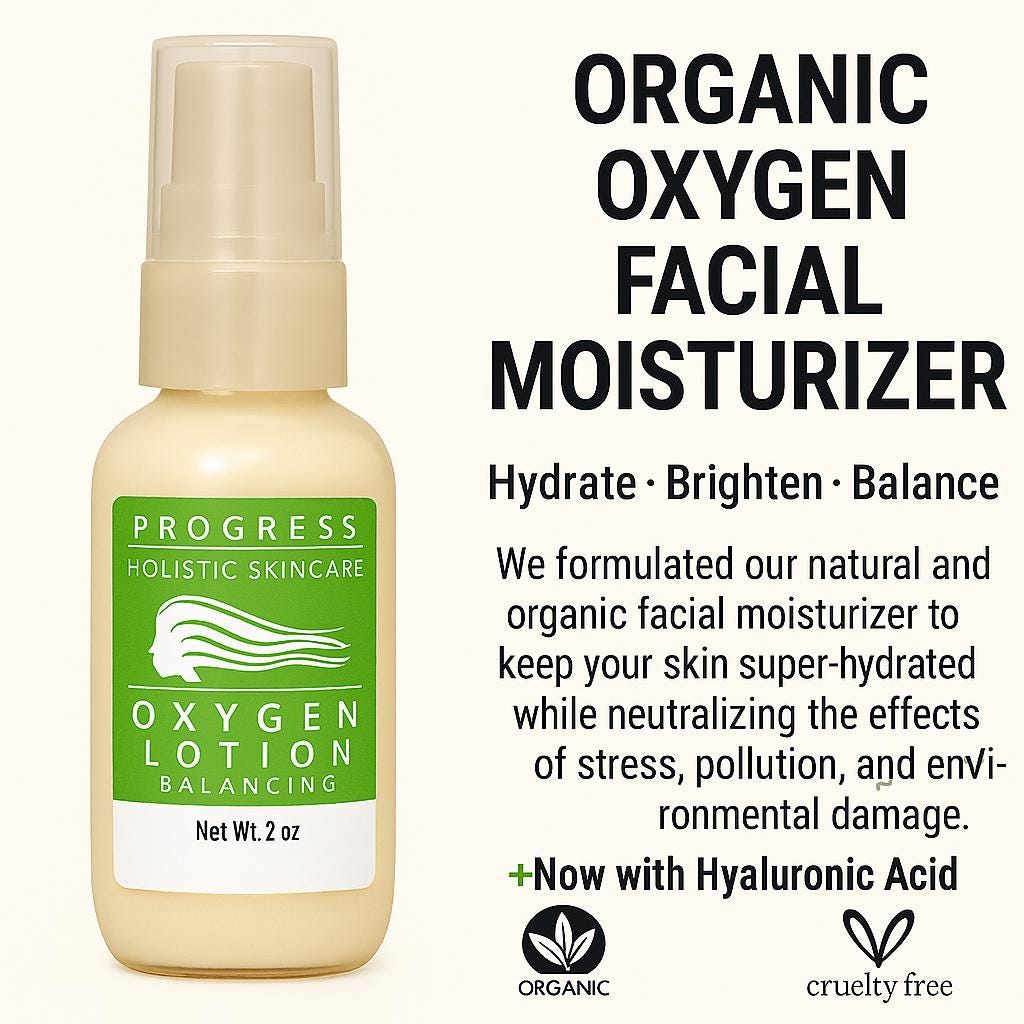 Organic Oxygen Facial Moisturizer for Normal/Dry/Mature Skin with hyaluronic acid | Cruelty Free | Non Toxic Skin Care