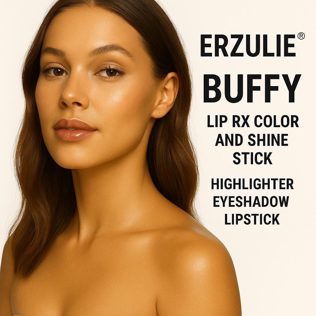 BUFFY Organic Mineral Lipstick Rx Color & Shine | Soft Nude Color Can be used as a Highlighter or Eyeshadow