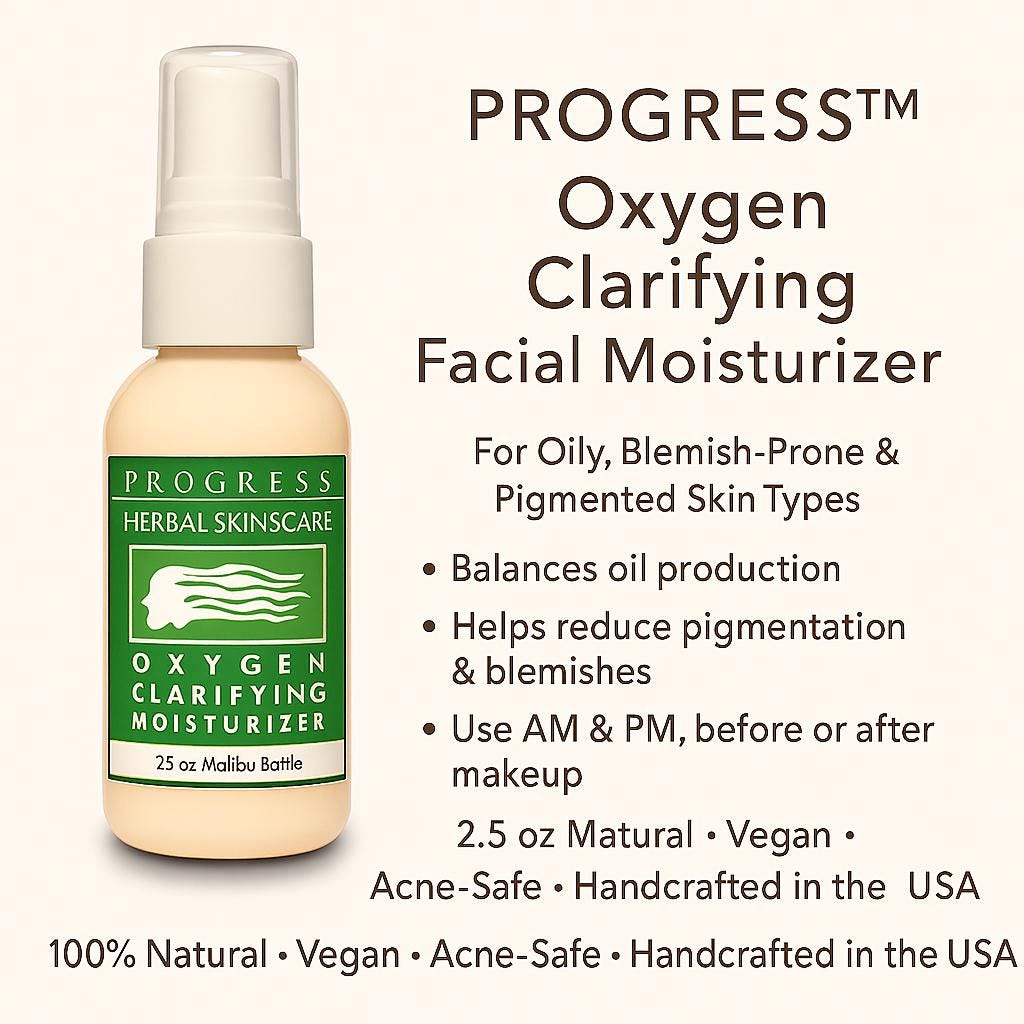 Natural Oxygen Clarifying Facial Lotion  Hyaluronic Acid/Tea Tree/Neem Oil/Radish Root Ferment/Green Tea Extract  Vegan