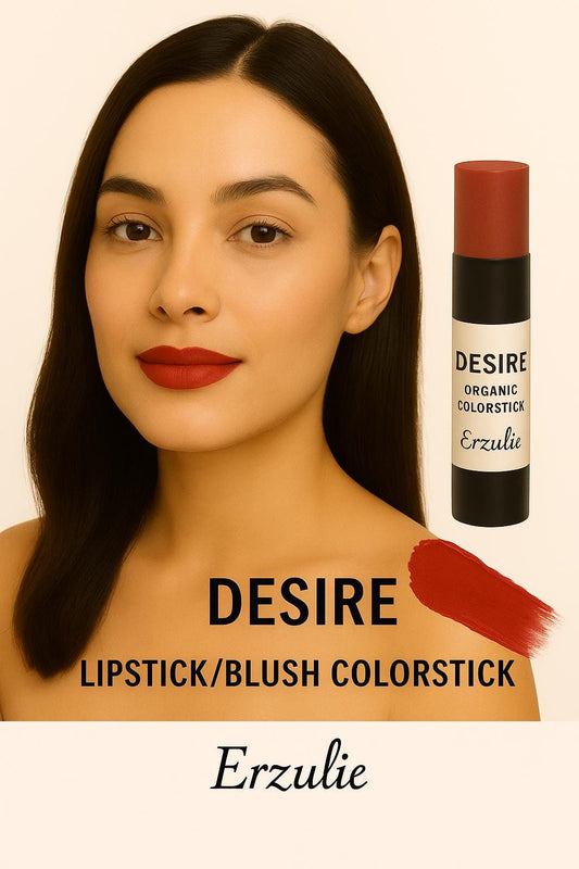 DESIRE Organic Lipstick and Cream Blush Colorstick | Organic Makeup| Cruelty Free Cosmetics |  Neutral Brownish Pink