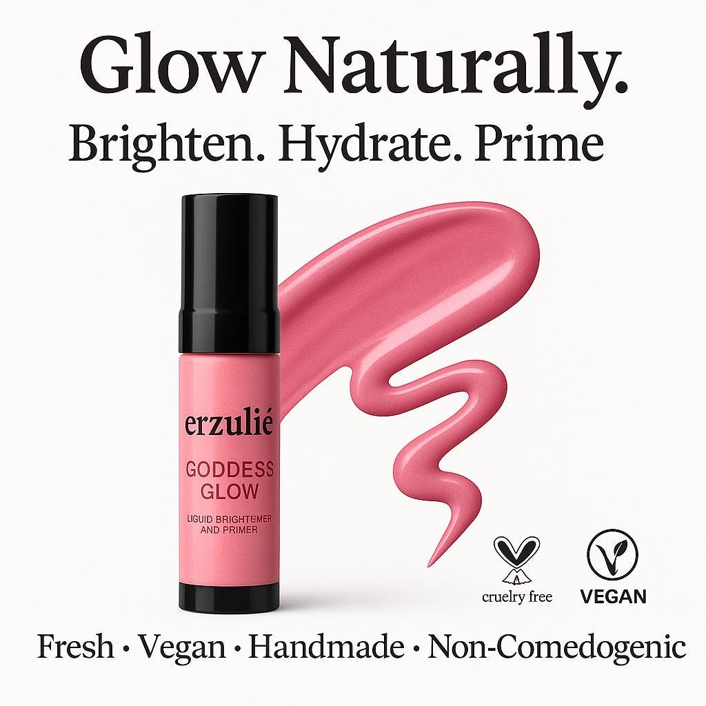 GODDESS GLOW™ Organic Makeup Liquid Mineral Skin Brightening Primer | Cruelty Free Makeup | Acne Safe Cosmetics | Non Toxic Primer Serum