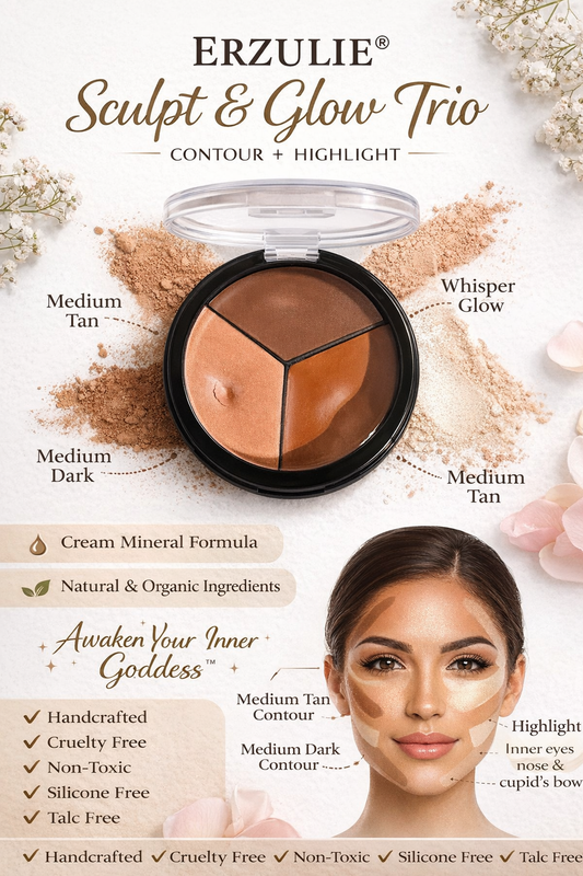 Cream Contour Palette | Sculpt, Glow Trio | Medium Tan, Dark, Whisper Highlight