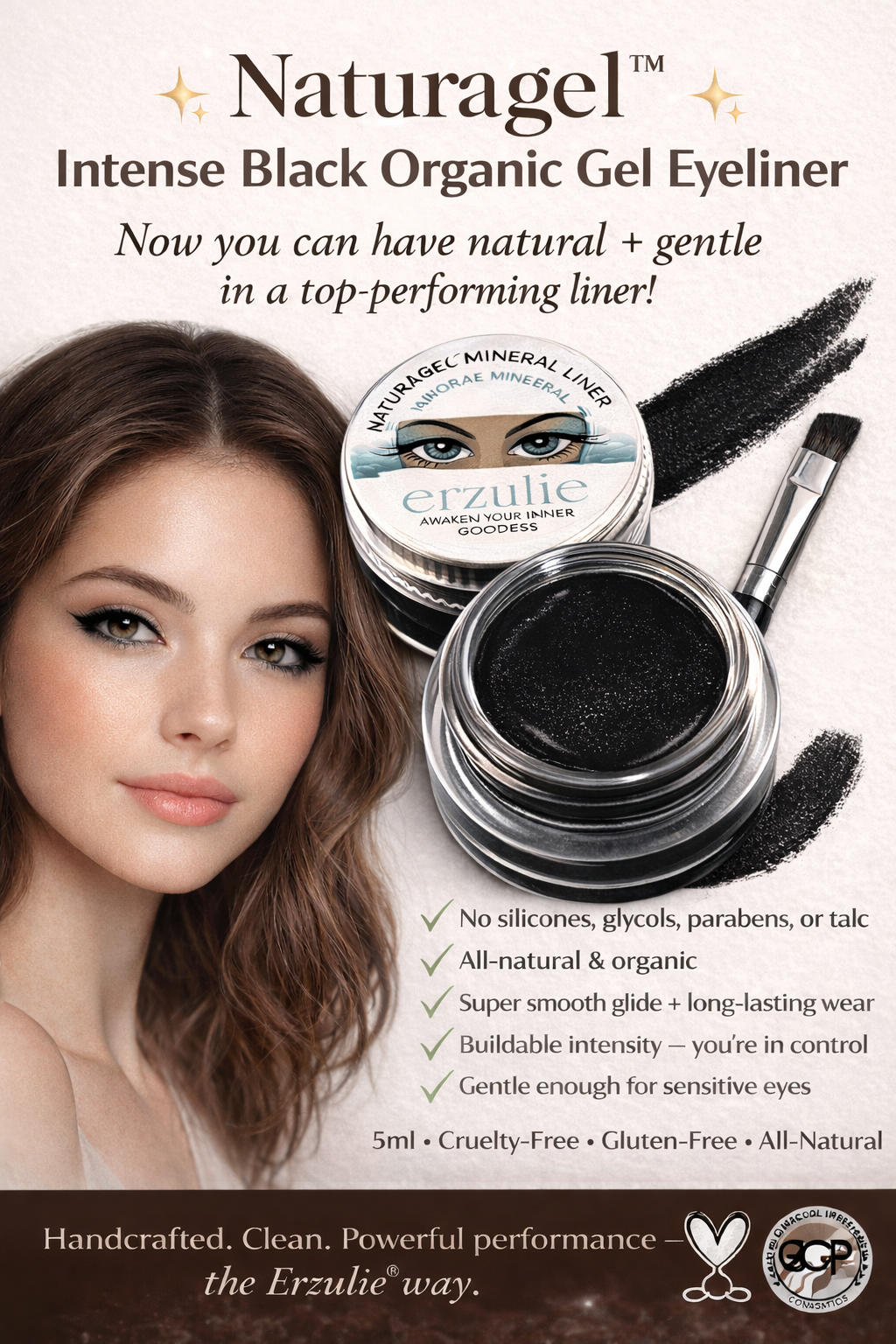 Organic Cream Eyeliner In INTENSE BLACK Unscented  Non-Toxic Makeup  #organicmakeup