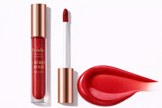 Organic Lip Gloss Goddess Glaze™ in CHERRY BOMB  Red Shimmer   Cruelty Free  Non Toxic Cosmetics   Clean Beauty