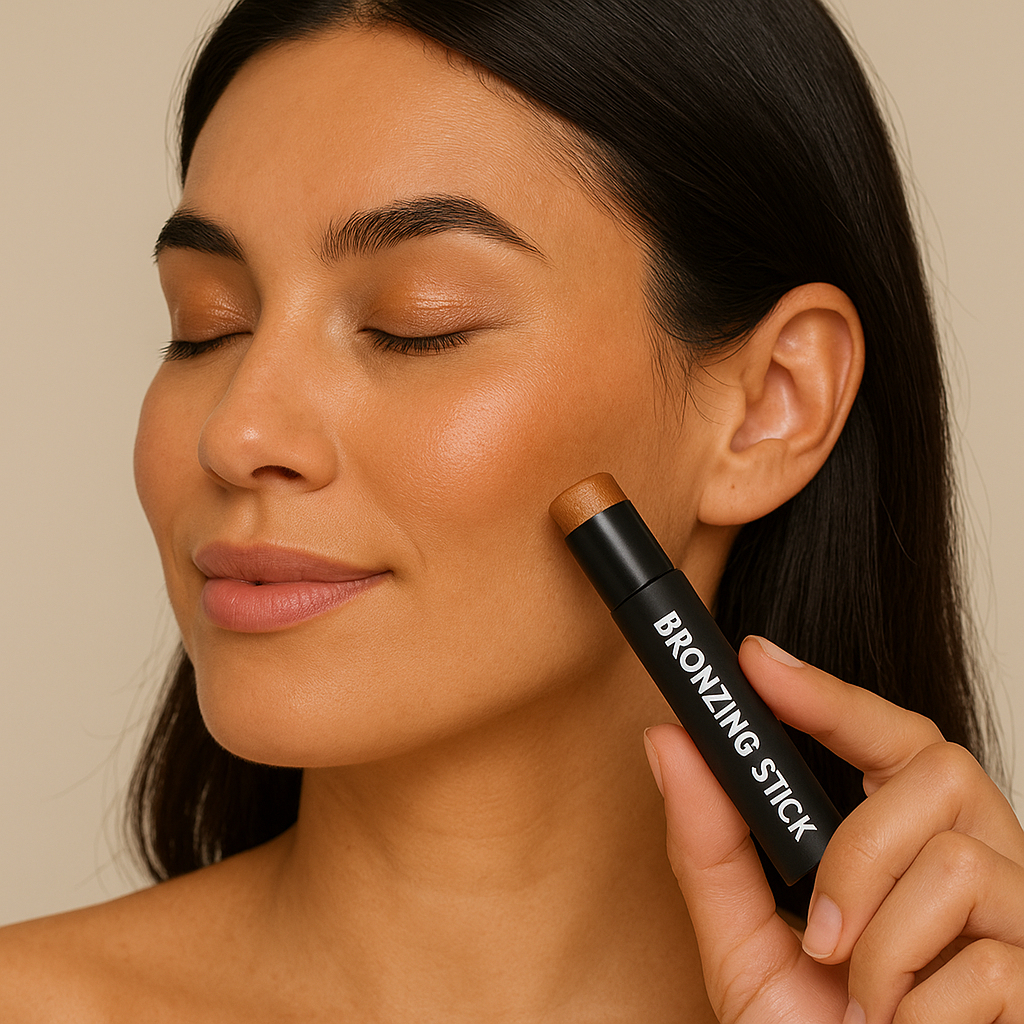 Organic Bronzing Shimmer Stick SUN GODDESS Acne Safe and Non-comedogenic Makeup with Argan Oil