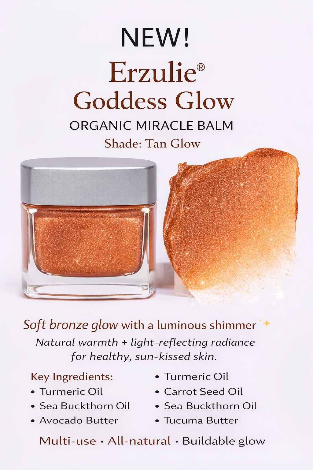 Organic Miracle Balm | Tinted Face Balm | Goddess Glow Multi-tasking Balm| Non- Comedogenic | All Over Glow Balm| Sheer Buildable Balm