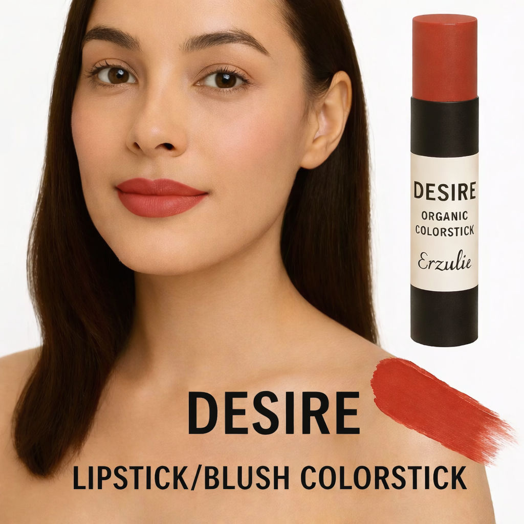 DESIRE Organic Lipstick and Cream Blush Colorstick | Organic Makeup| Cruelty Free Cosmetics |  Neutral Brownish Pink