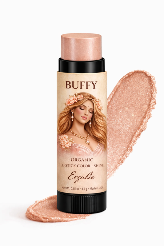 BUFFY Organic Mineral Lipstick Rx Color & Shine | Soft Nude Color Can be used as a Highlighter or Eyeshadow