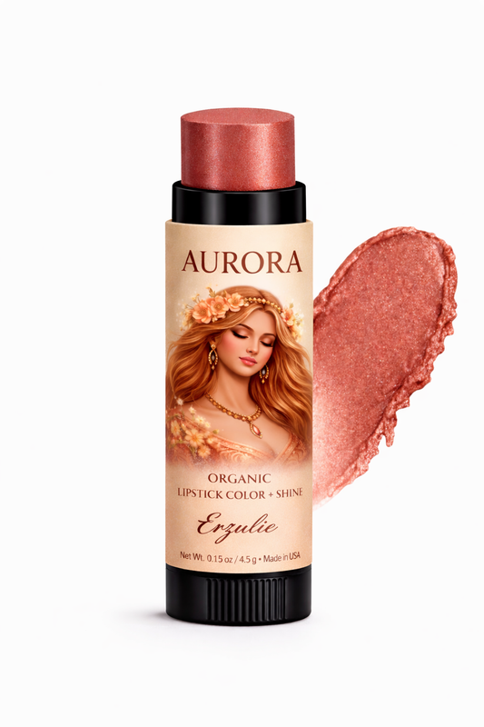 AURORA  Organic Lipstick Rx Color & Shine Lipstick | Non Toxic | Clean Beauty | Gluten Free | Cruelty Free | Moisturizing Lipstick
