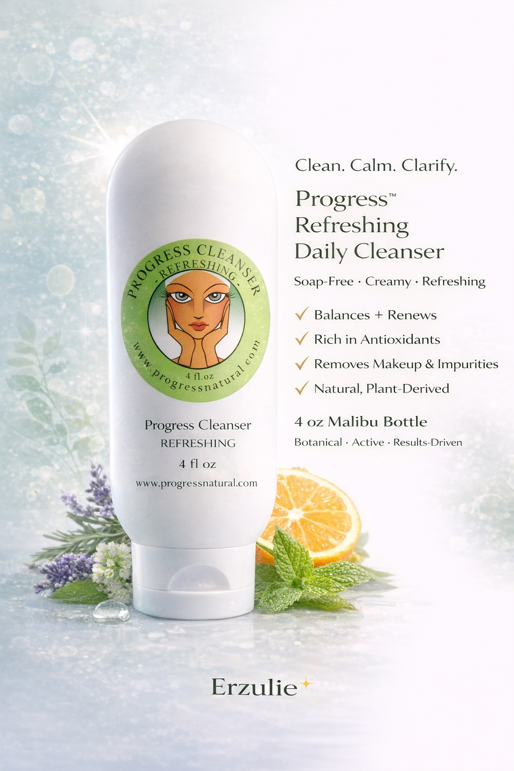 Organic Cleanser | Natural Face Wash | Refreshing Daily Cleanser with lactic acid Paraben Free Skincare  Non Toxic  Skincare Vegan