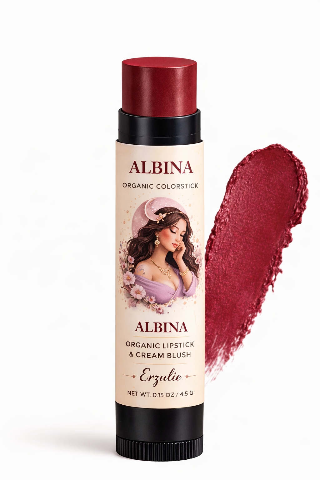 ALBINA Organic Lipstick and Cream Blush Colorstick | Non-Comedogenic | Organic Mineral Makeup | Cruelty Free | Clean Cosmetics