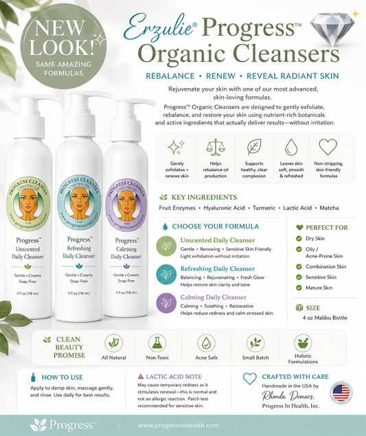 Organic Skin Care | Soap Free Cleanser | Four Formulas | Fruit Enzymes | Matcha Turmeric | Refreshing | Unscented | Cruelty Free