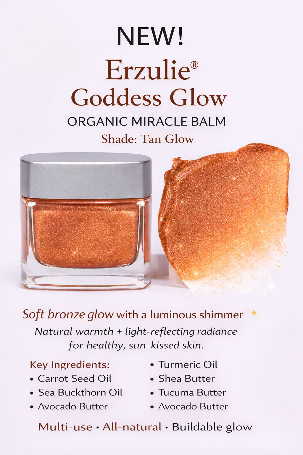 Organic Miracle Balm | Tinted Face Balm | Goddess Glow Multi-tasking Balm| Non- Comedogenic | All Over Glow Balm| Sheer Buildable Balms