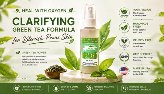 Natural Clarifying Oxygen  Facial Green Tea Mist  with Tea Tree   Vegan All Natural  Skin Care
