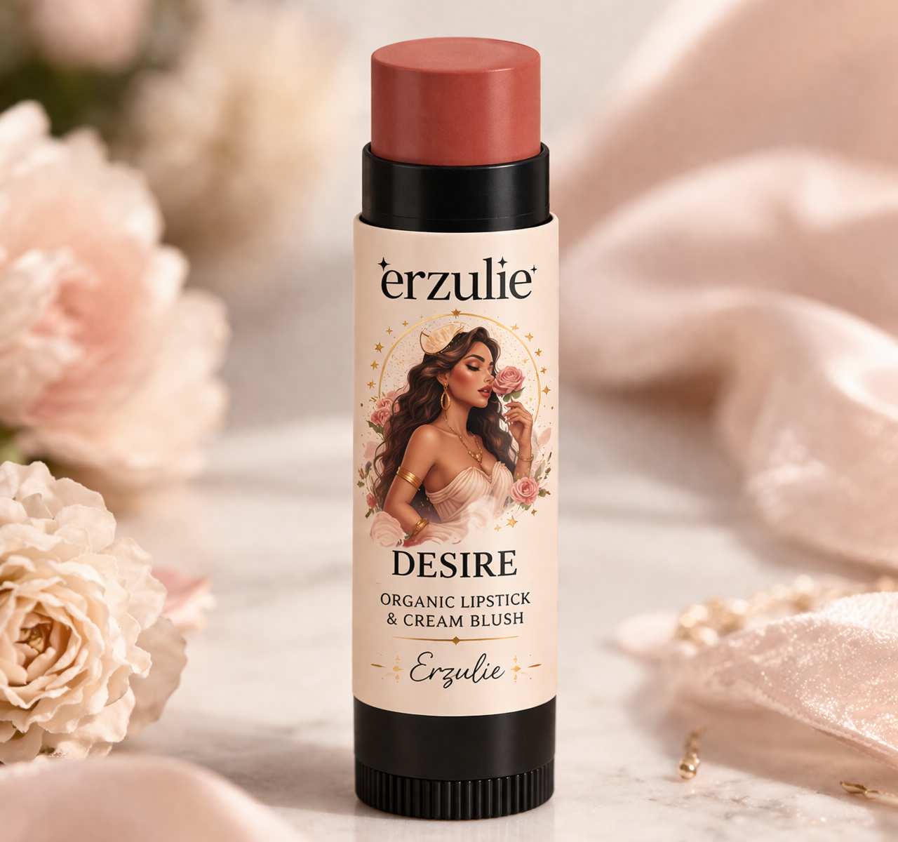 DESIRE Organic Lipstick| Natural Cream Blush | Cruelty Free Cosmetics| Non Toxic Lipstick| Gluten Free makeup| Acne Safe | multitasking