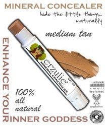 Organic Concealer| Natural Mineral Concealer Stick in Medium Tan| Gluten Free Makeup| acne safe makeup| cruelty free cosmetics| non toxic