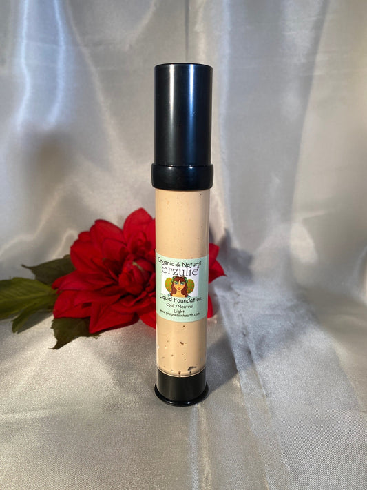 Organic Foundation with hyaluronic acid   COOL/NEUTRAL LIGHT   Vegan Makeup  Non- Comedogenic Gluten Free
