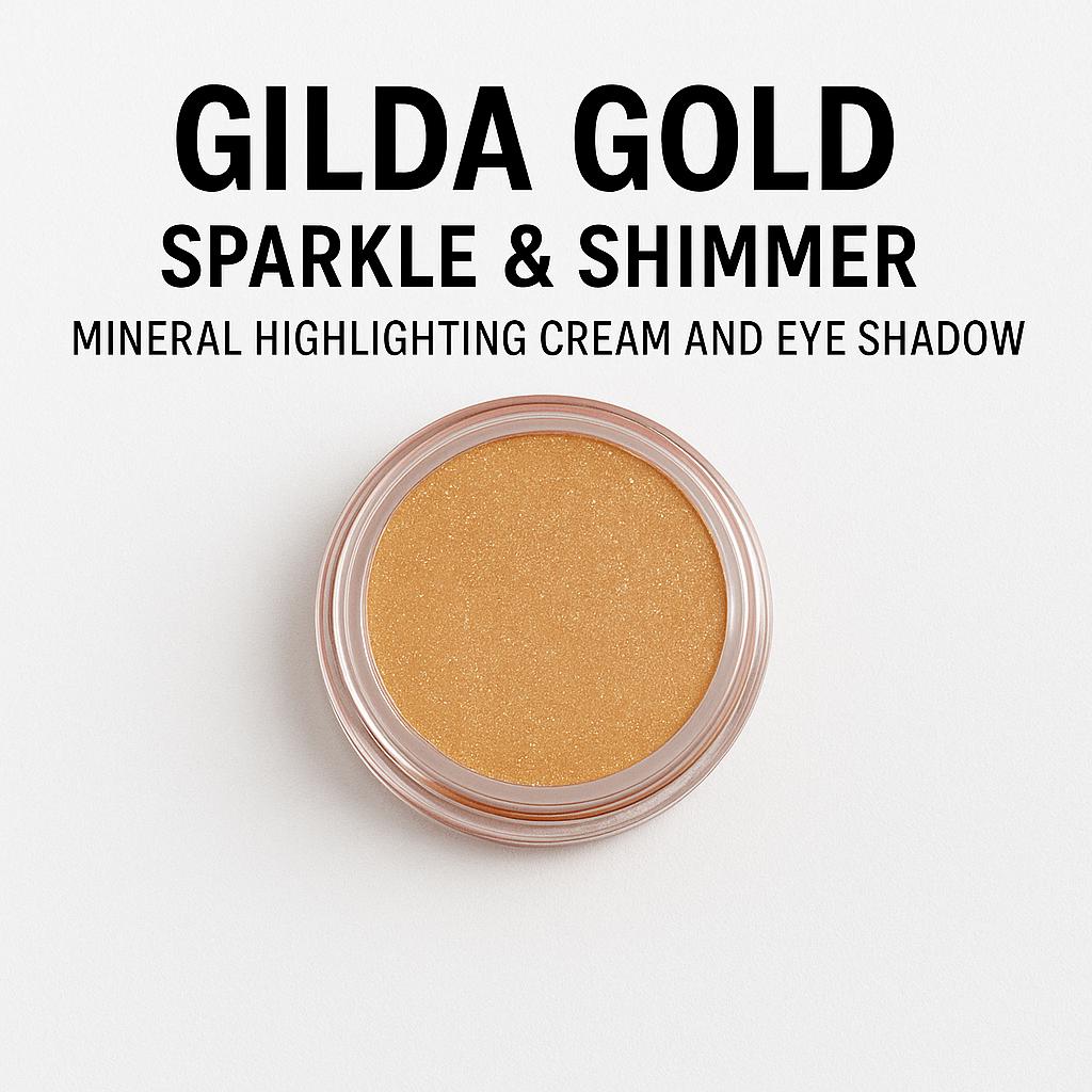 Organic Highlighting Cream and Eye Shadow with Gold shimmer in Gilda | Acne Safe Makeup| Cruelty Free | Natural Eye Shadow