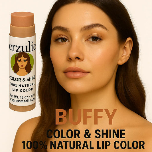 BUFFY Organic Mineral Lipstick Rx Color & Shine | Soft Nude Color Can be used as a Highlighter or Eyeshadow