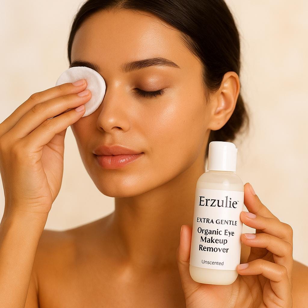 Organic Eye Makeup Remover Gel  |Gently Removes Waterproof Makeup |   Unscented Organic Gluten Free