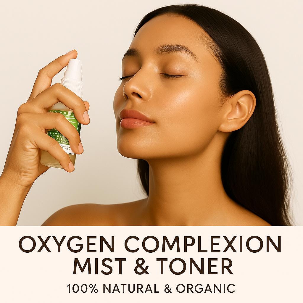 Organic Facial Toner Mist  with Oxygen|  Great for setting Makeup and hydration| hyaluronic acid | Balancing | Cruelty Free    Vegan