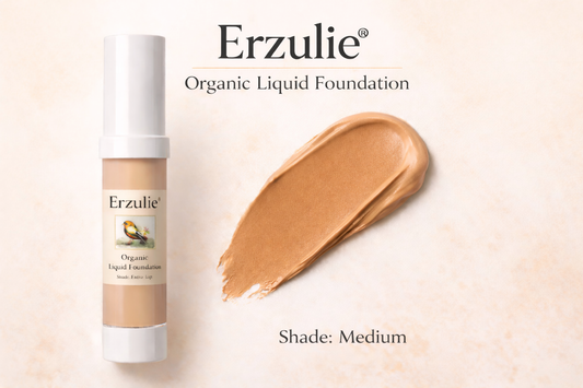 Erzulie Organic Liquid Mineral Foundation in MEDIUM with Hyaluronic Acid Acne Safe Makeup Non-Comedogenic  Vegan Mineral Makeup