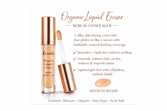 Organic Liquid Eraser Serum Concealer | Hydrating | Natural Non-Toxic Makeup | Dark Circle & Blemish Concealer | Hyaluronic Acid
