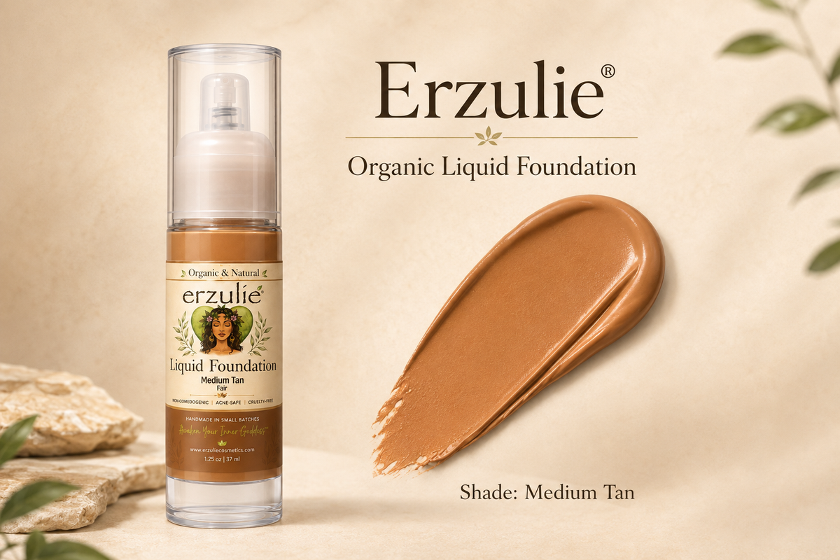 Organic Liquid Foundation • Botanical Blend • Natural Protection • Earth Mineral Cosmetics • Vegan + Organic + Cruelty Free + GMO Free + GF