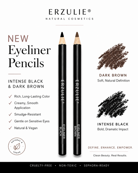 Natural Eyeliner Pencils By Erzulie Cosmetics | Thin Wooden Pencils | Easy To Use | Cruelty Free