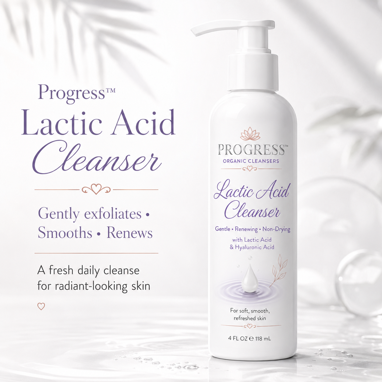 Lactic Acid Cleanser | Organic Skin Care Facial Cleanser| Unscented  dry/mature skin | Acne prone and dehydrated skin | Cruelty Free