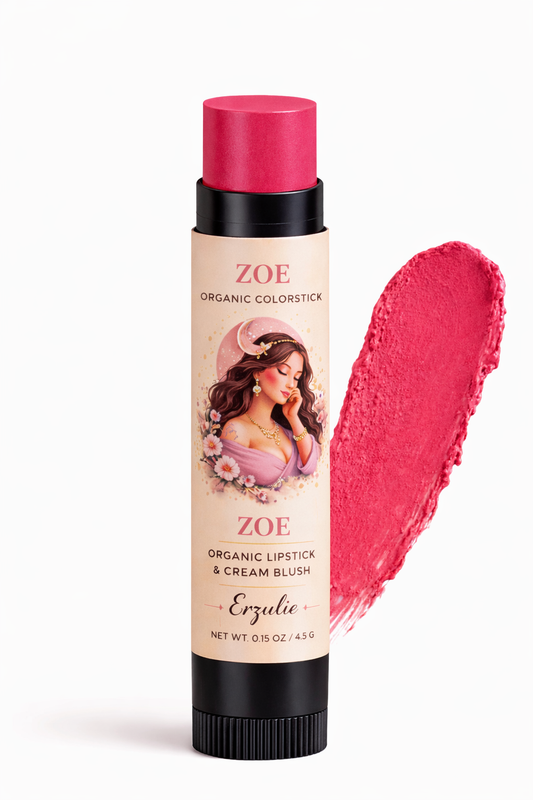 ZOE Organic Lipstick and Cream Blush Colorstick  | Cruelty Free Makeup | Acne Safe | Non GMO Cosmetics | Watermelon Coral